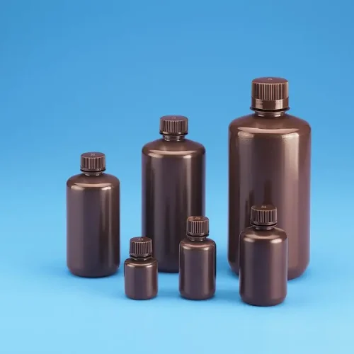 BOTTLE ROUND BOSTON NARROW MOUTH AMBER-HDPE 60ML