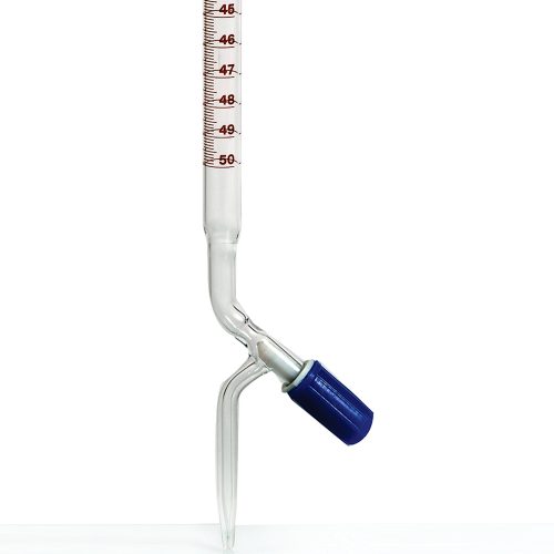 BURETTE CLEAR GLASS WITH NEEDLE VALVE PTFE STOPCOCK 50ML CLASS B