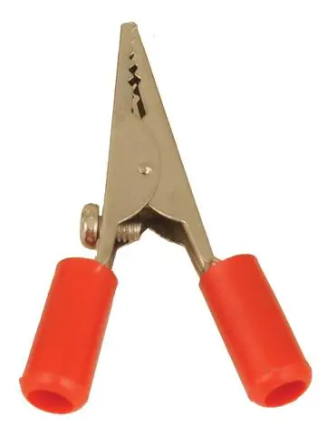 CROCODILE CLIP WITH PLASTIC SLEEVED RED PK/10