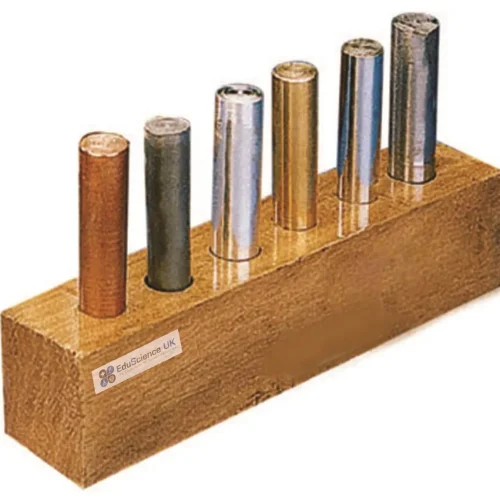 SPECIFIC HEAT CYLINDERS SET OF 6. EQUAL IN SIZE,SIZES 30 X 10MM.