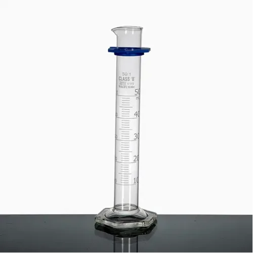 MEASURING CYLINDER, GLASS HEX BASE, CLASS B, 100ML