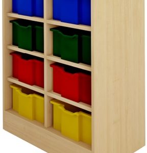 OPEN SHELVE CABINET WOODED WITH 8 TOTES , HEIGHT 1